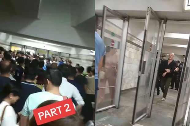 Metronun “Əhmədli” stansiyasında sərnişinlərlə polis arasında insident: Saxlanılanlar var - VİDEO